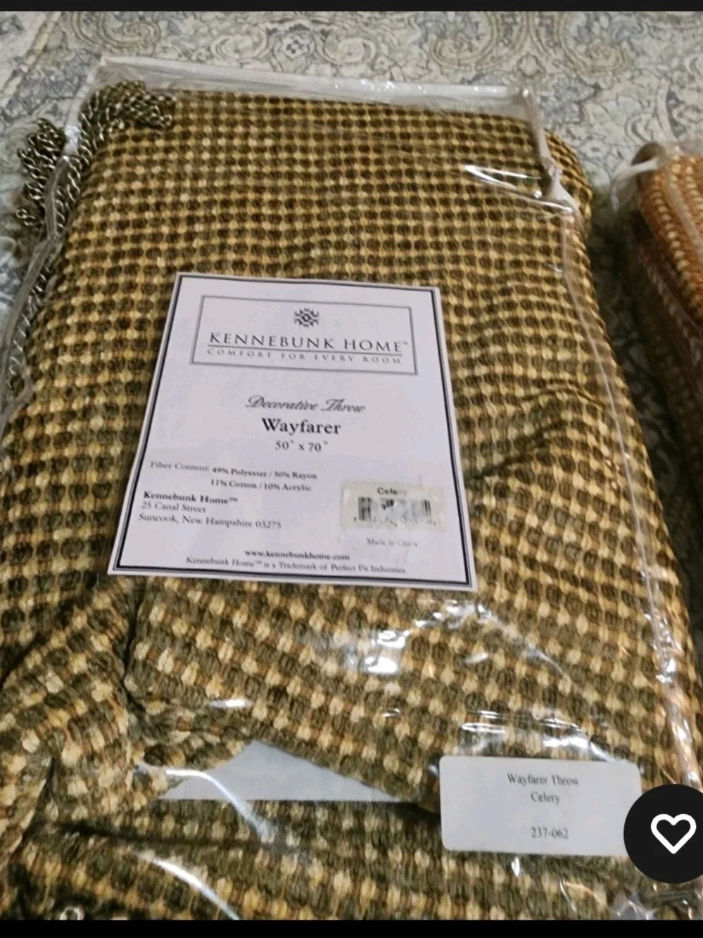 Woven Fringe Throw Blanket in Celery/sage Color / Brand Kennebunk
